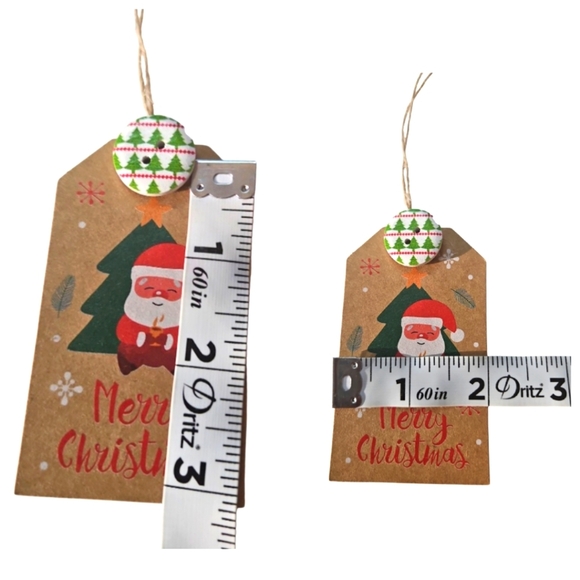 Hand Crafted Upcycled cardboard Chritsmas tags Handmade ornaments holiday button - Picture 10 of 17